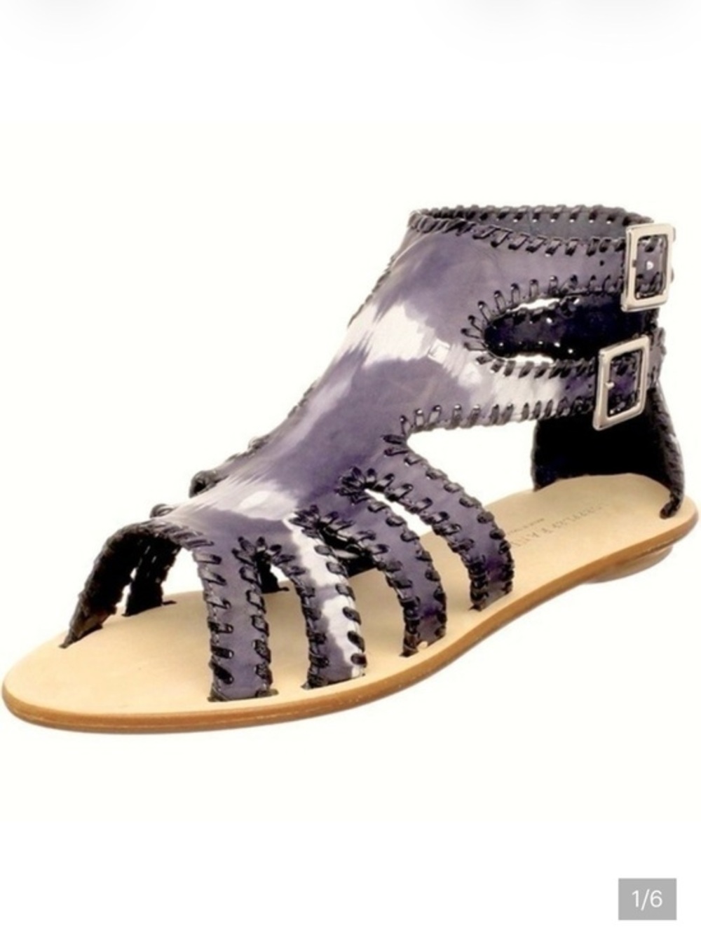 Loeffler Randall Elvie-TD Napa Black Leather Sandals - Women’s Size 6.5